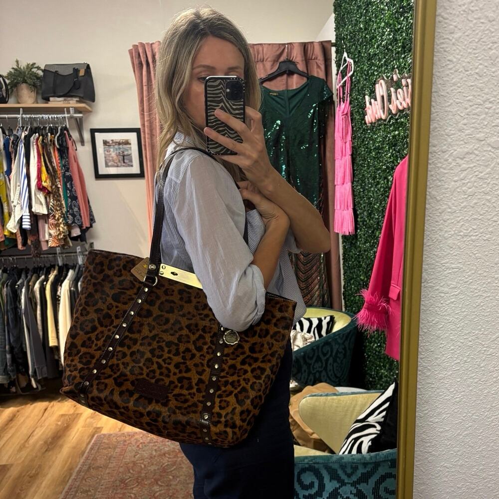 NWT Patricia Nash Leopard Calf hair large tote - Picture 11 of 11